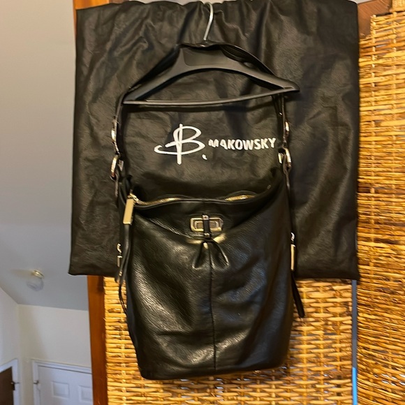 🦋 Bruce Makowski Leather Shoulder Bucket Bag - Picture 3 of 17